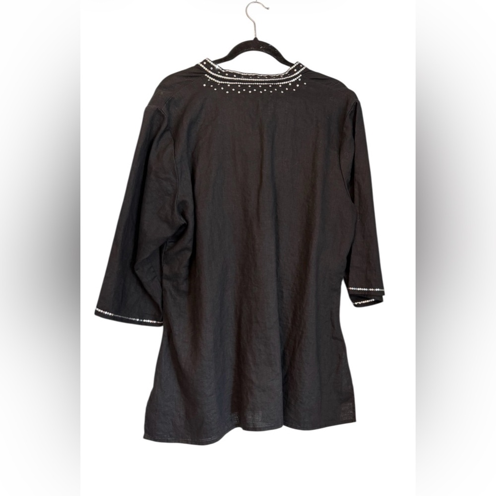 Grace Elements Black Linen Sequin Embellished Tun… - image 4